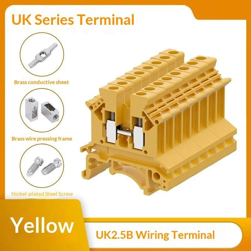 【CCA】10Pcs UK 2.5 Terminal Block UK2.5B Screw Connection Connect Strip 2.5B 2.5mm² Cable Electrical Din Rail Wire Connectors