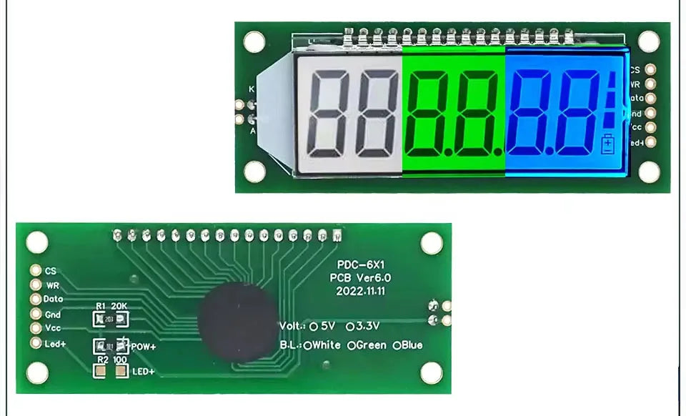Surenoo 6-Digit "8 8 8.8.8.8" 7 Segment Digital 5V  LCD Module Display Screen Panel build-in HT1621 Controller w/ Backlight
