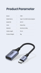 TOPK A10 USB C to USB A dapter OTG Cable Type C Male to USB 2.0 Female Cable Adapter for MacBook Pro Samsung Type-C Adapter
