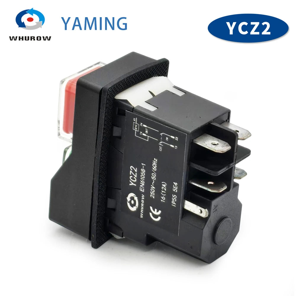 YCZ2 Electromagnetic Switch 4/5 Pin 110V/220V Momentary(Reset) On Off Red/green Push Button Emergency Stop Replace KJD17