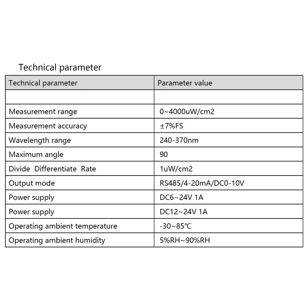 Ultraviolet Sensor Photoelectric Transmitter Weather Station Stainless Steel Ultraviolet Meter UV Detector Solar Index Detector