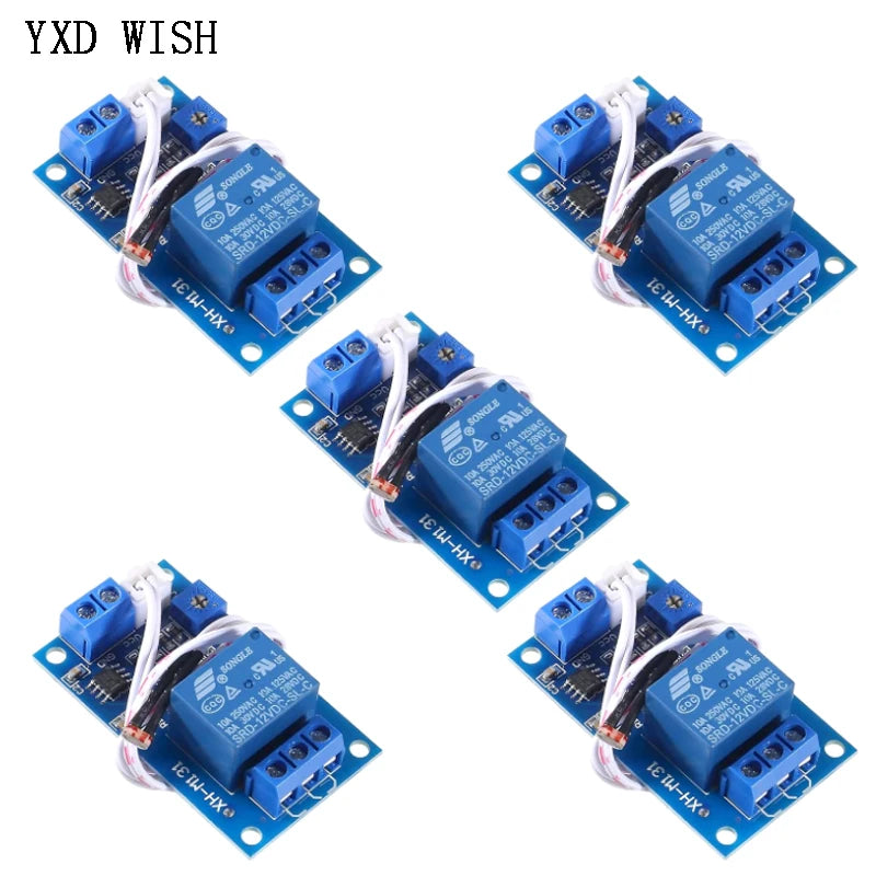 5pcs XH-M131 Light Control Switch Photoresistor Relay Module DC 5V/12V/24V Detection Sensor Brightness Automatic Control Module