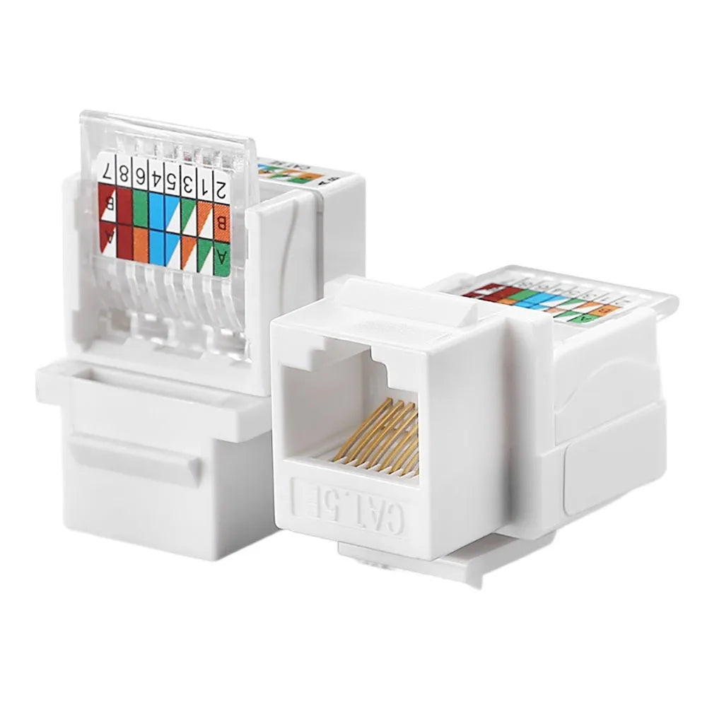 UTP Network Connector Cat5e Cat6 RJ45 Ethernet Module Tool-Less White Computer Module Jack Connector