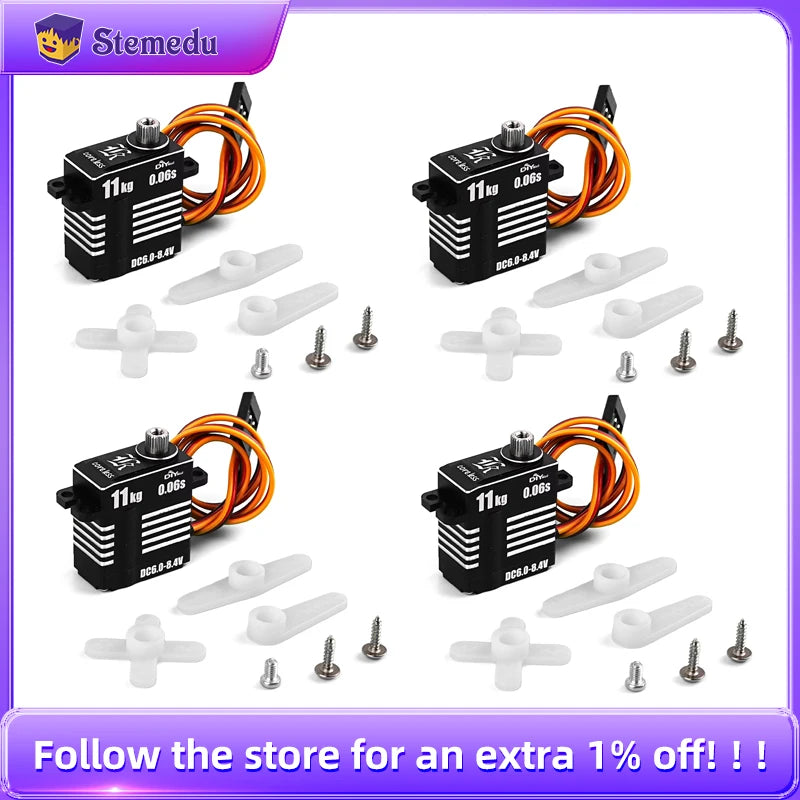 Micro 8.4V 0.06S 11KG Digital Servo Motor Mini Full Metal Coreless Programmable Servos 180/270/360 Degree High Torque for RC Car