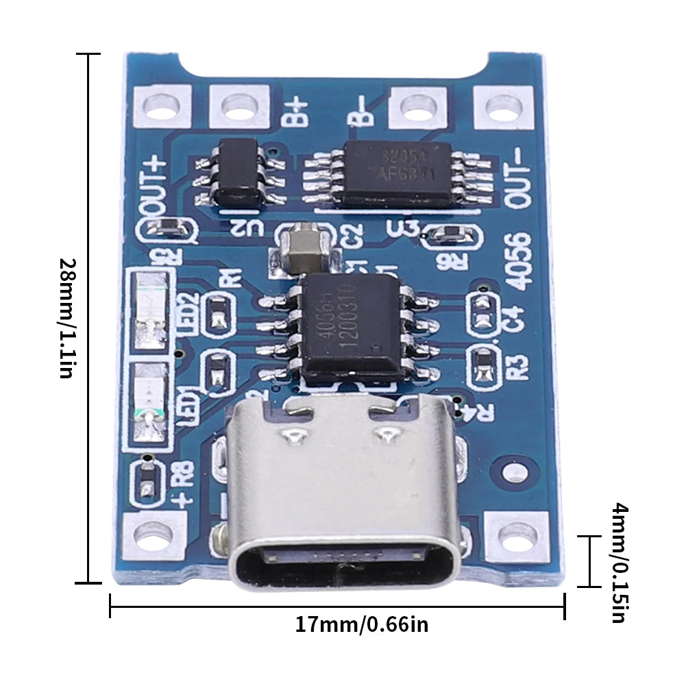 50-1pcs TP4056 3A 5V Lithium Battery Charging Board Module Micro USB/Type-c Interface Charging Protection 2-in-1