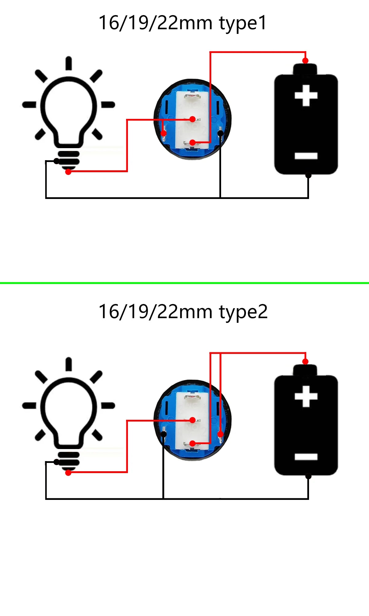 High Head 12/16/19/22mm Black Shell Car Dashboard Waterproof Metal Button Switch LED 12V/24V/220V Self-locking Fixed Momentary