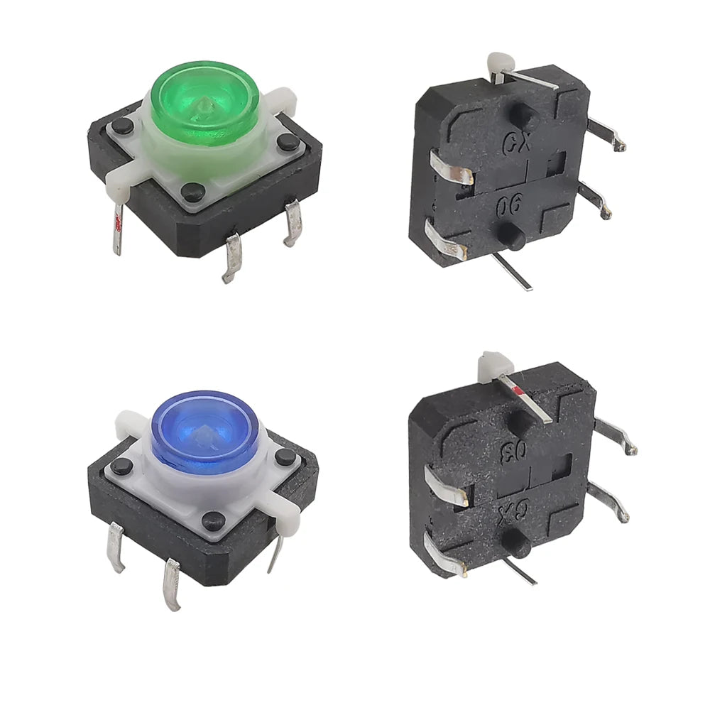 Tactile Push Button Switches 12x12x7.3mm 4 Pin Illuminated Tact Switch LED Light Button Reset Momentary Switches 12*12*7.3mm