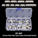 50PCS 6P 8P 10P 12P 14P 0.5mm Pitch Flip Type Under Clamshell Socket FPC FFC Flat Cable Connector 16P 20P 24P 30P 40P Kits
