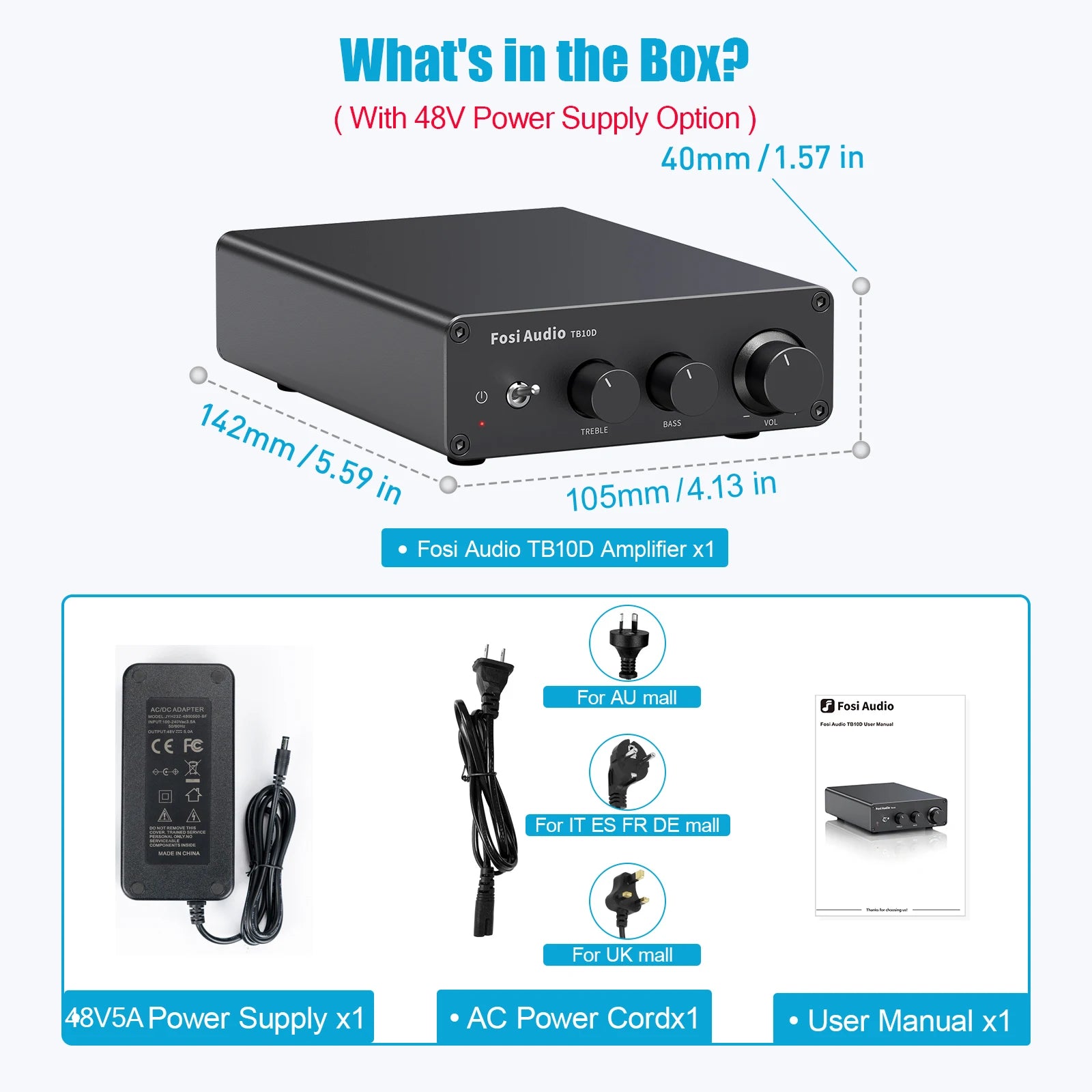Fosi Audio Upgrade 600W Digtal HiFi Sound Power Amplifier TPA3255 Class D Stereo Amp With Treble & Bass For Home Theater Speaker