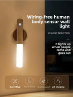 LED Rechargeable Magnetic Wall Lamp Smart Motion Sensor Night Light Portable for Hallway Bedroom Stairs Bathroom Cabinets Decor