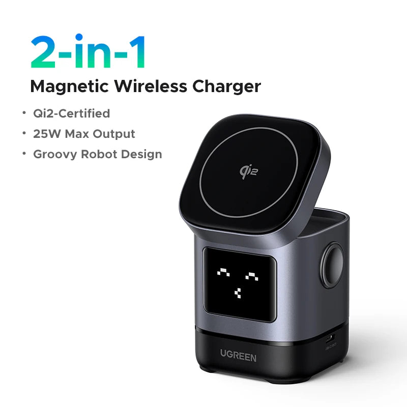 UGREEN UNO Qi2 15W Magnetic Wireless Charger Charging Stand With Cable  For iPhone 16 17 Pro Max For MagSafe Fast Charger