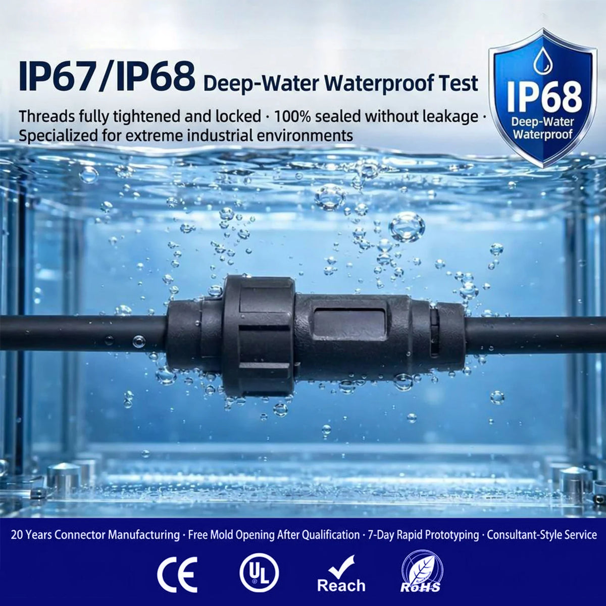Type-C 3.1/USB A IP68 Waterproof Circular Connector Male to Female Aviation Plug 20Gbit/s PD60W Outdoor Fast Data Charging Cable