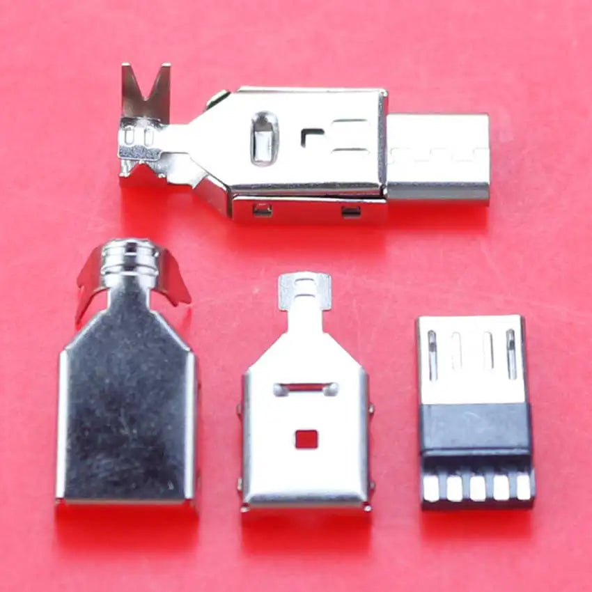 Cltgxdd 1Set Micro USB 4Pin 5PIN Male Connector Plug Metal Shell Welding Wire Data OTG Line Interface DIY Data Cable Plug