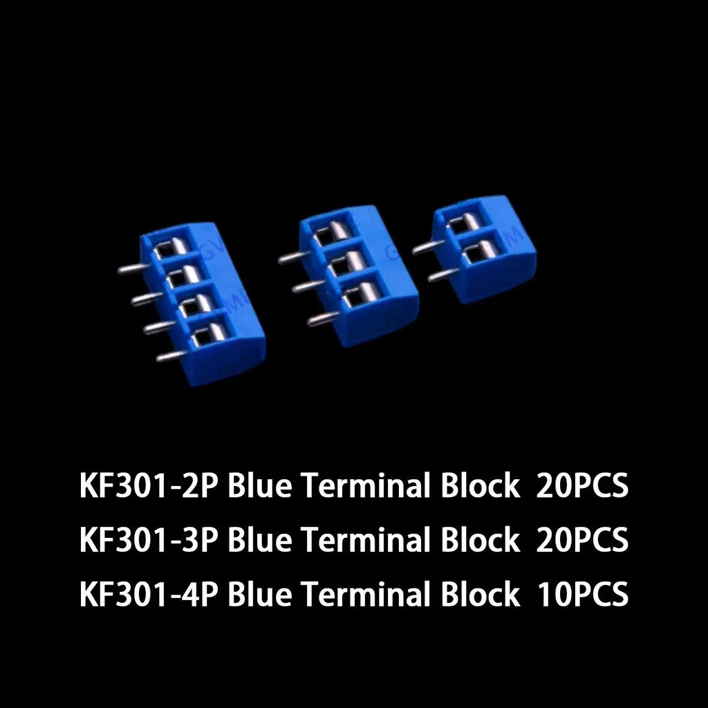 50PCS 2P-4P 5.0MM KF301 2P 3P 4P terminal blocks PCB splicing plug Blue KF301-2P KF301-3P KF301-4P