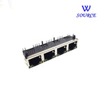 2PCS Metal RJ45 Network Jack PCB Vertical Female Socket Connector DIP 1X4 with LED Network Jacks for Enhanced Networking