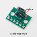 2pcs Micro Mini USB Type C USB 2.0 3.0 Male Female PCB Connector 90 Degree with Pin Header Data Charging Cable Jack Test Board