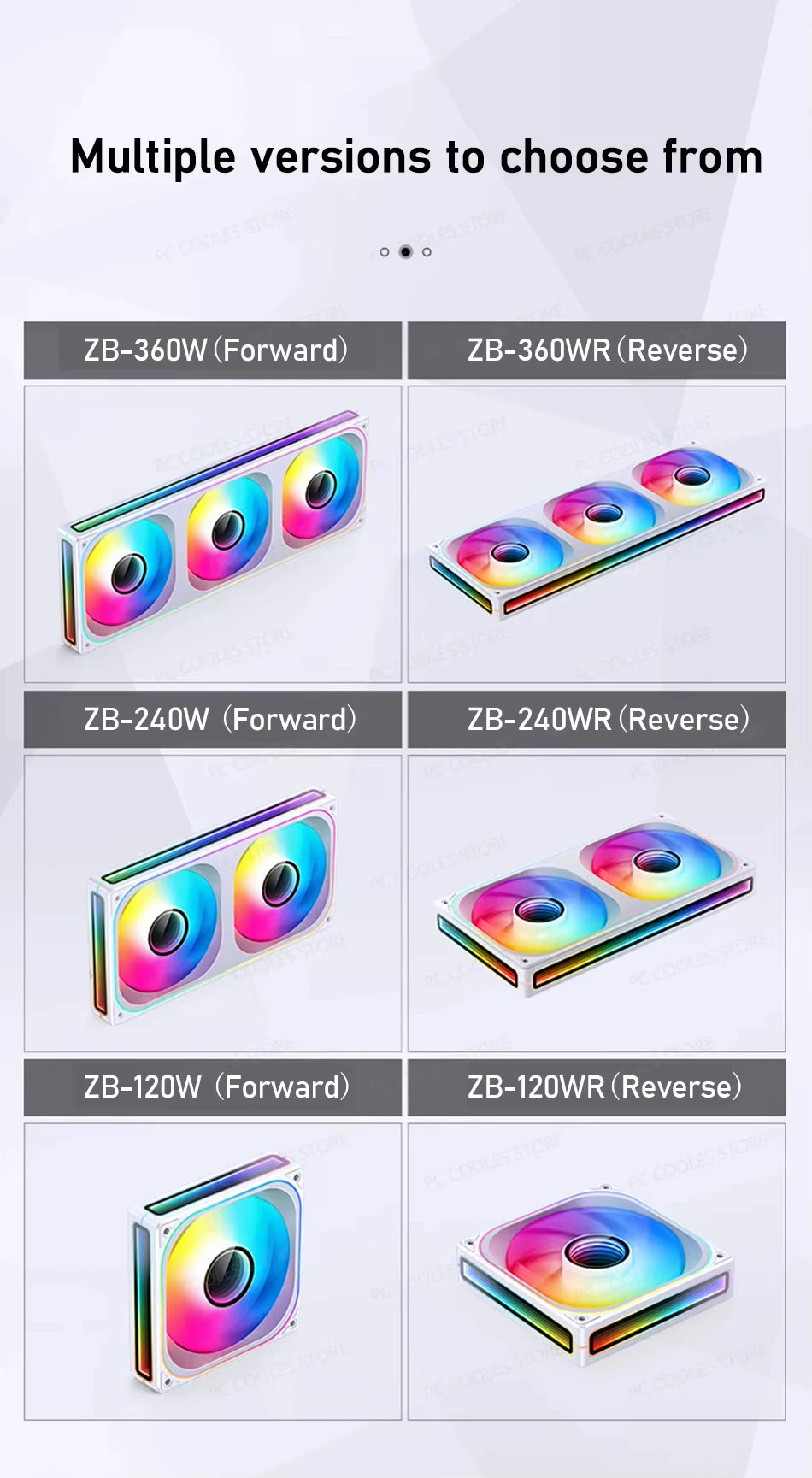 JONSBO ZB-120/240/360 Computer Case Fan 12CM 5V ARGB 120mm Monolithic Structure Water-Cooled Fan PWM Forward/Reverse Fan Kits