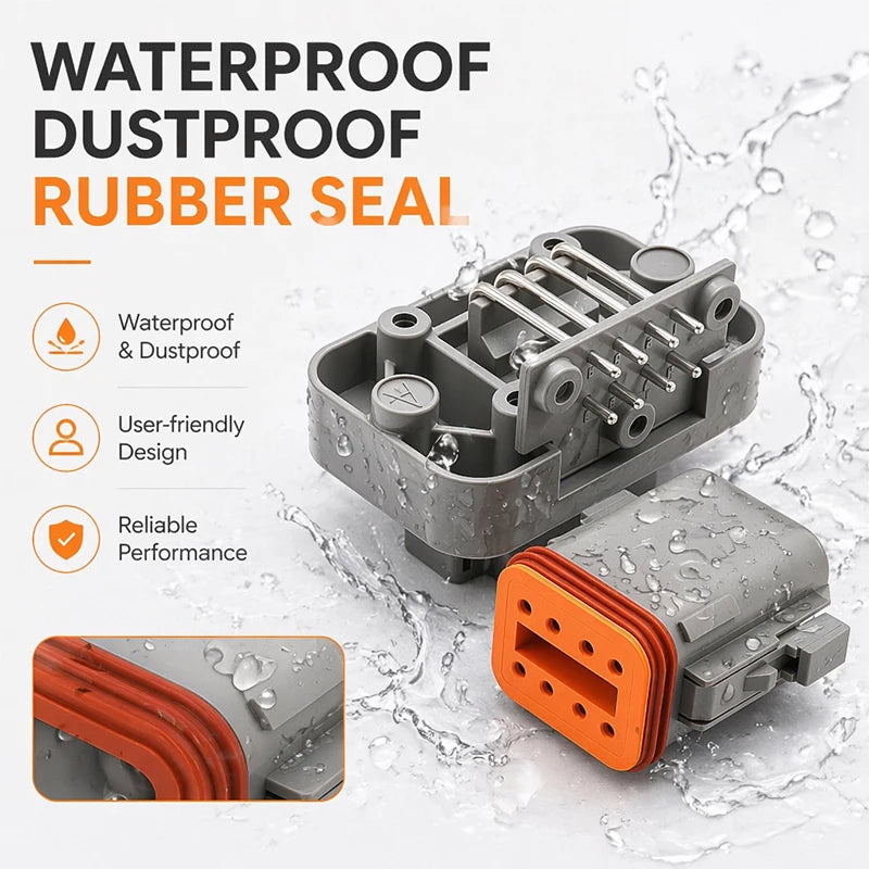 DT13 Series  Waterproof  Automotive PCB Right-Angle Header Connector 2/3/4/6/8/12Pin Male/Female Kit for Car Truck Bus Marine