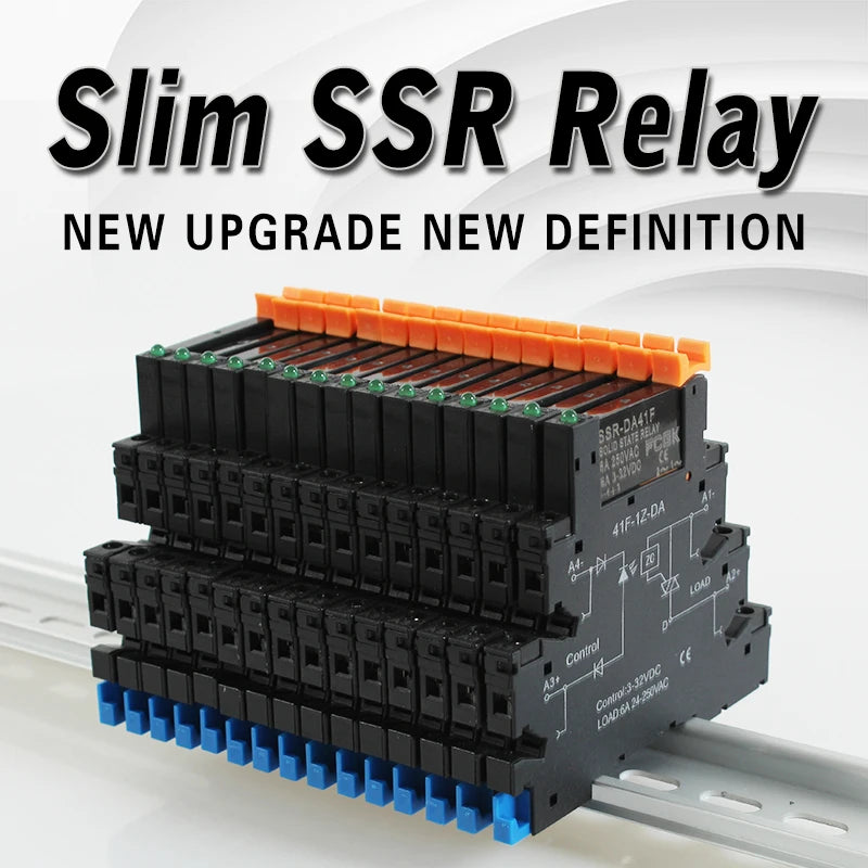 FCGK DC Control AC 6A Slim Interface Solid State Relay Module DIN SSR Slim Relay DC Control DC 41F-1Z-C2 SSR Relay DIN Rail