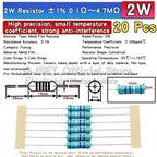 20pcs 2W Metal Film Resistors 1% 10 47 100 22 470 Ohm 1K 4.7K 10K 22k 47K 100k 200k 510k 470k 910k 1M Ohm 5 Color Ring Resistors