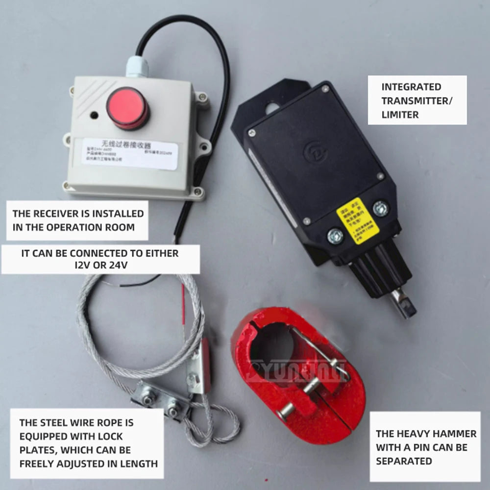 Wireless Limit Device Integrated over Roll Switch Counterweight Steel Wire Rope for On-Board Crane