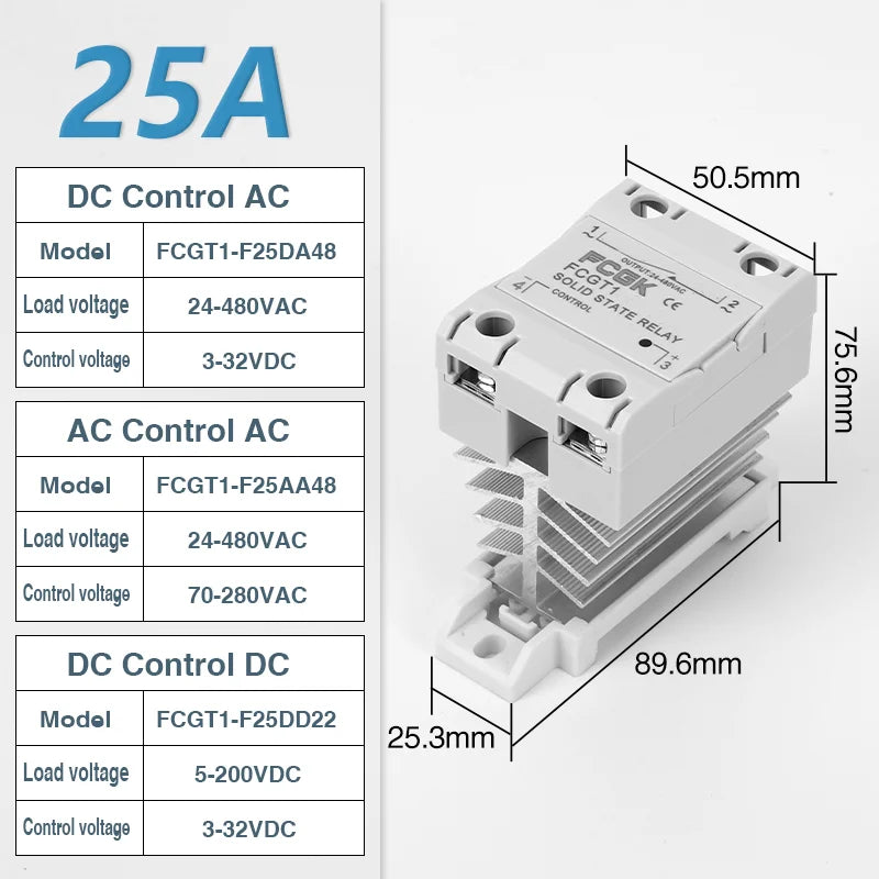 10A 25A 40A 60A 80A 100A Single Phase Slim SSR Solid State Relay With Heat Sink Industrial Relay DIN Rail Mount