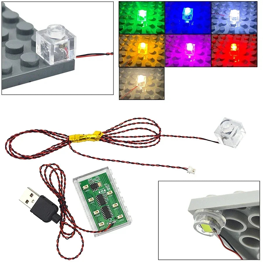 Flash Lamp City Street Light Bricks DIY 0.8mm Pin 1x1 1x2 1x4 Length 50cm SMD LED 2835  Remote Control Building Block