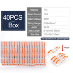 40PCS Lever Wire Connectors 1 in 1 out Quick Connect Electrical Splicing Kit for Compact Inline Terminals - 28-12 AWG