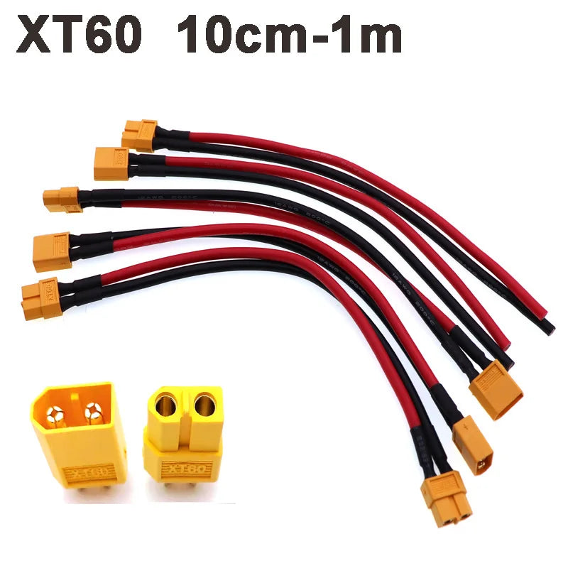 10CM-1M XT60 H Plug with Cable Connector Male/Female Sheath Cover 12AWG Silicon Wire for Model Aircraft Electric