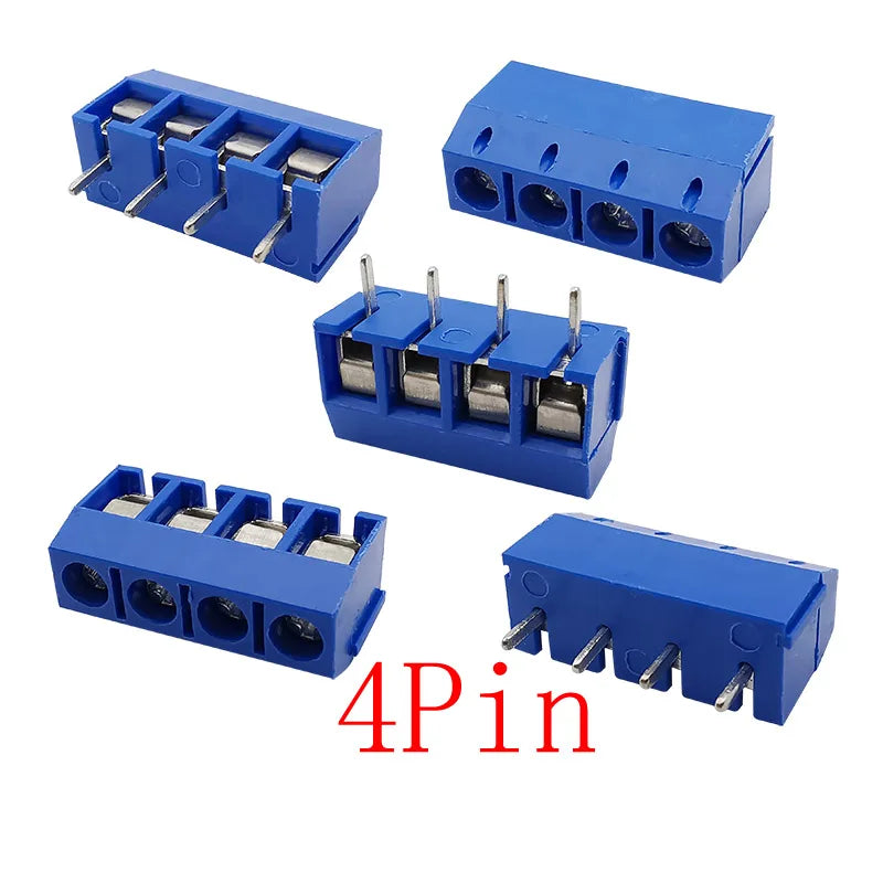 20/50Pcs KF301 KF301-5.0-2P 3P 4P 5.0mm Pitch Straight Pin Screw PCB Terminal Block Connector Splicable Plug-in Terminals Blue