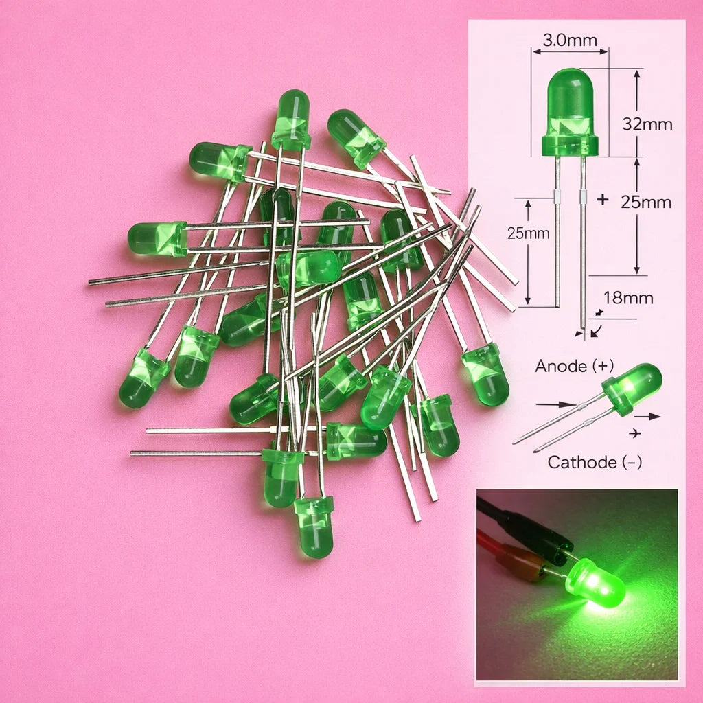 SAMIROB 60/100Pcs 3mm LED Diode Kit F3 Schottky Assorted Diode Red White Green Blue Yellow Orange Pink Purple Warm White for DIY
