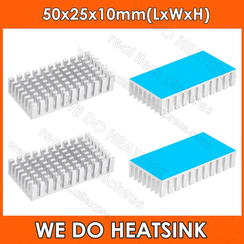 WE DO HEATSINK 50x25x10mm Heatsink Aluminum Black Anodize Heat Sink Cooler With Blue Thermal Pad