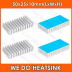 WE DO HEATSINK 50x25x10mm Heatsink Aluminum Black Anodize Heat Sink Cooler With Blue Thermal Pad
