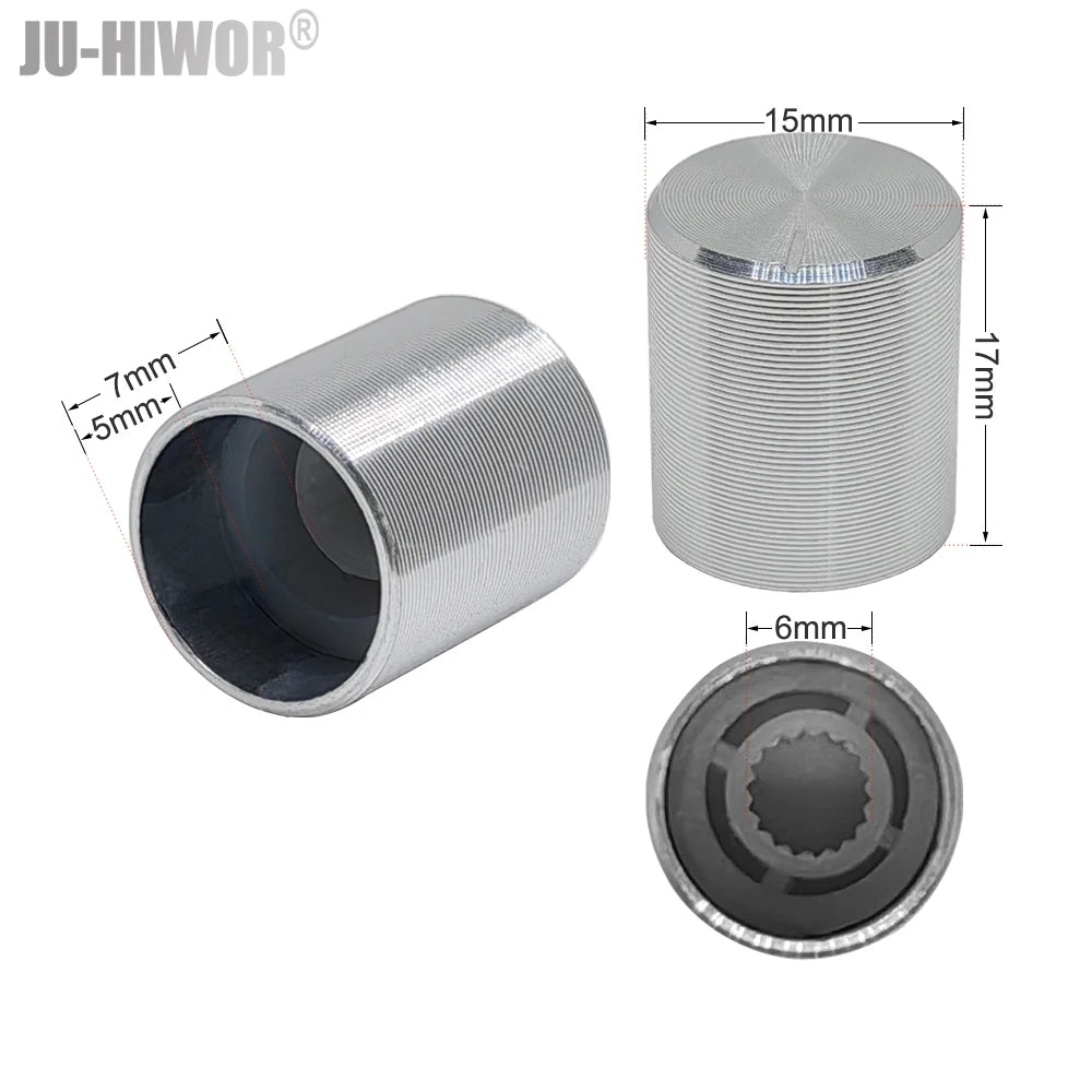 2pcs Tone Top 6mm Shaft Guitar Volume Aluminum Knob For Potentiometer Volume Control Rotary Knobs Diameter 13mm 15mm 26mm
