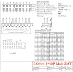 10CS Pitch 2.0mm 1x40 2x40 Pin Single Double Row Right Angle Straight SMT SMD Round Male Header Connector