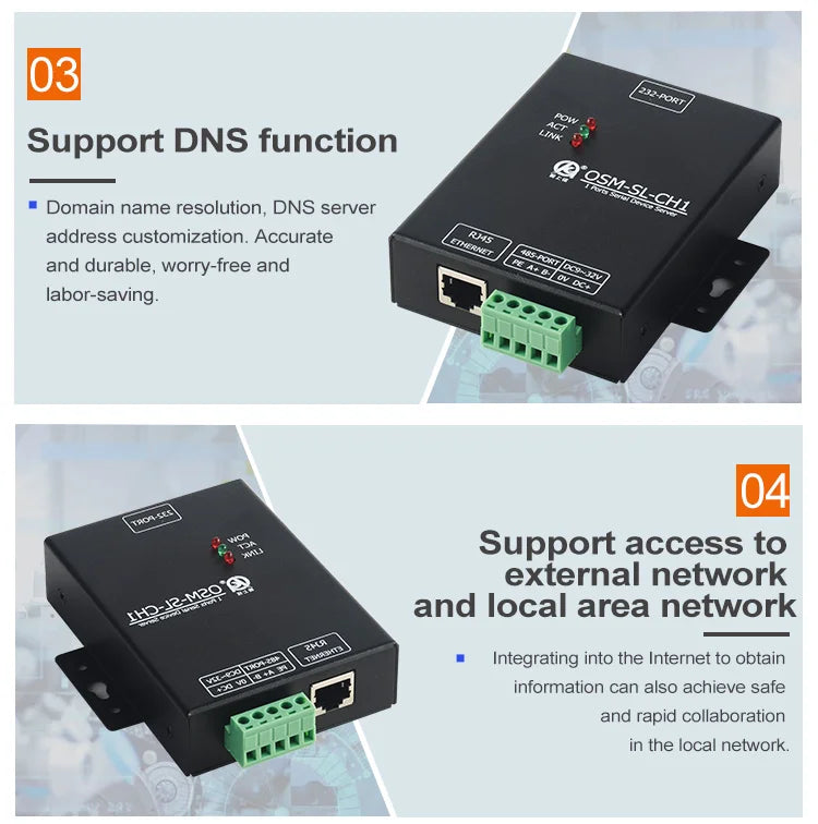 Oshangming RS485 RS232 To Ethernet Converter Server Support Modbus MQTT