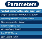650nm 520nm Red Green Dot Fat Beam Laser Diode Module for Stage Escape Room Wine Base Bar KTV Use