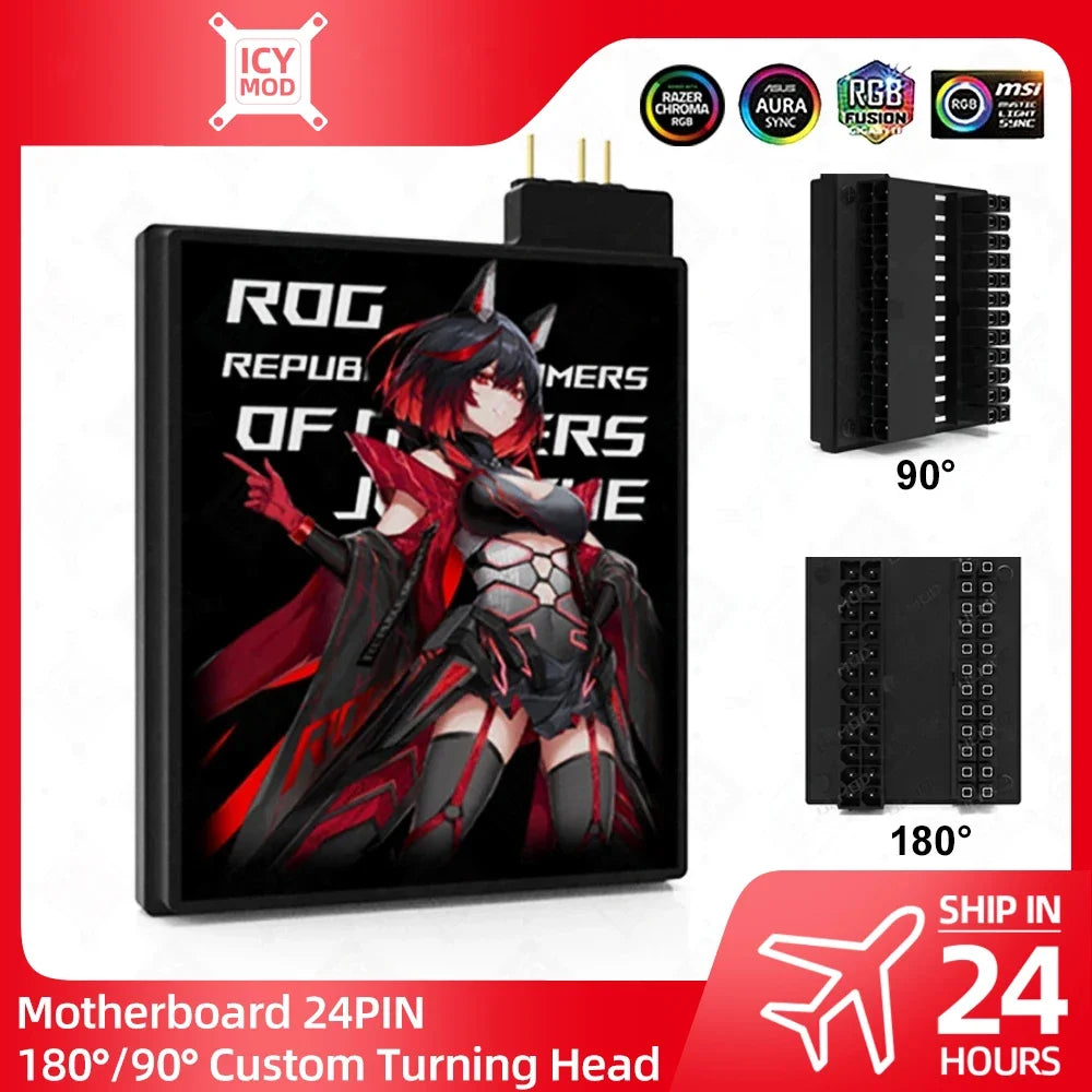 Motherboard 24PIN Custom Image Converter Lighting Power Supply 24P To 90/180 Degree MOBO Adapter Connector Steering Head MOD