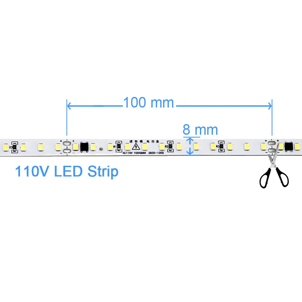 110V 220V LED Strip 2835 120LEDs/m Home Lamp Strip Red Ice Blue Green Yellow Pink 120V 230V Flexible Cuttable 20M Soft Light Bar