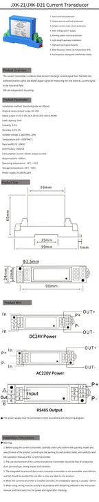 DC 24V DC Current Transmitter 4-20MA RS485 AC Current Sensor 0-5V Quick Response 0-10V 5A 10A 20A AC Current Transducer