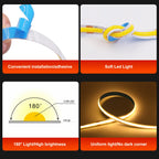 DC5V USB COB Led Strip Light White/Pink/Red/Yellow/Ice Blue/Green 8MM 320LEDs/M Flexible Night Light for Home Decor TV Backlight