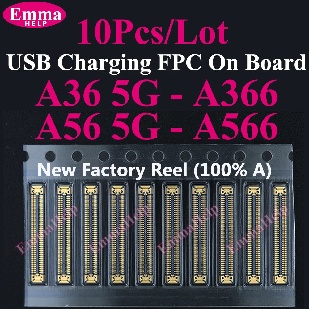 10pcs Charging FPC on MainBoard for Samsung A12 A22 A52 A55 A56 A13 A33 A34 A51 A71 A40 A80 A21S A05 A06 A07 FPC Connector Port
