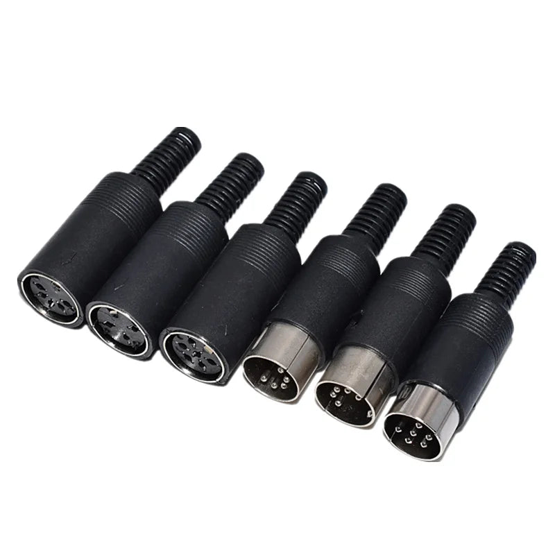 1Pcs Black DIN Circular Connector, Male/Female Chassis & Cable Mount Plug/Socket (3/4/5/6/7/8 Pin)