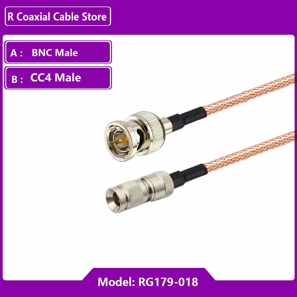 HD SDI RG179 Pigtail 75 Ohm Cable BNC Male to Mini DIN 1.0/2.3 CC4 Male Straight 90Degree Adapter Black Magic Hyper Deck Shuttle