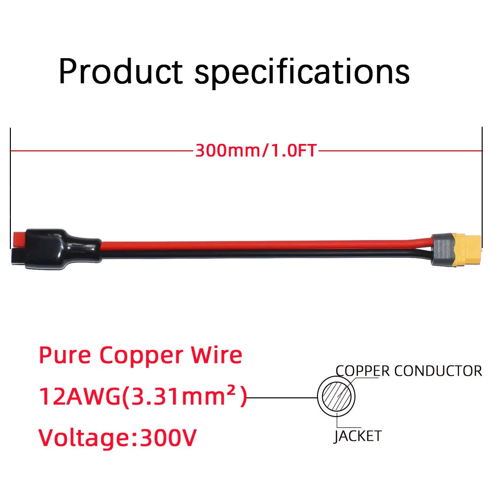 Anderson to XT60 Female Adapter Cable 11.81FT 12awg Ebike Battery Wire  XT60  XT60 Connectors Plugs