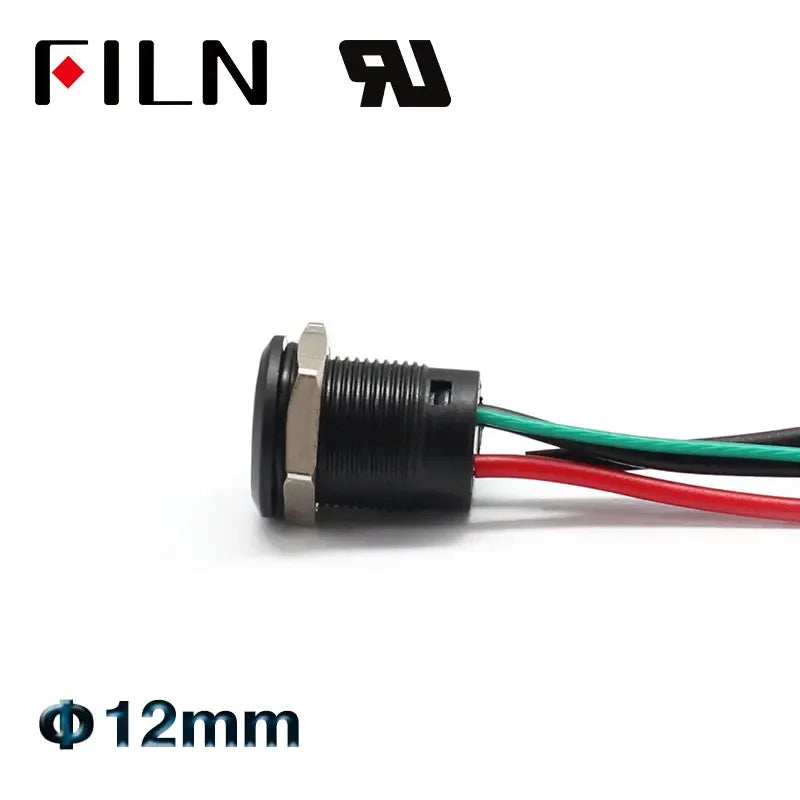 12mm 12V IP65 Symbol Push Button Switch Waterproof Plastic Button Momentary  for Racing Car & Boat - Dashboard Warning