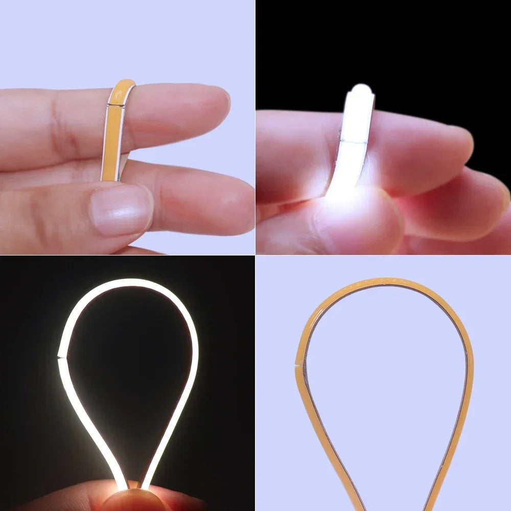 5V 12V 24V 3mm Ultra Narrow COB LED Strip 400LEDs LED Bar Lights for Car Lamp Orange 1800K 2000K Warm White 4000k Red 5m 10m 50m
