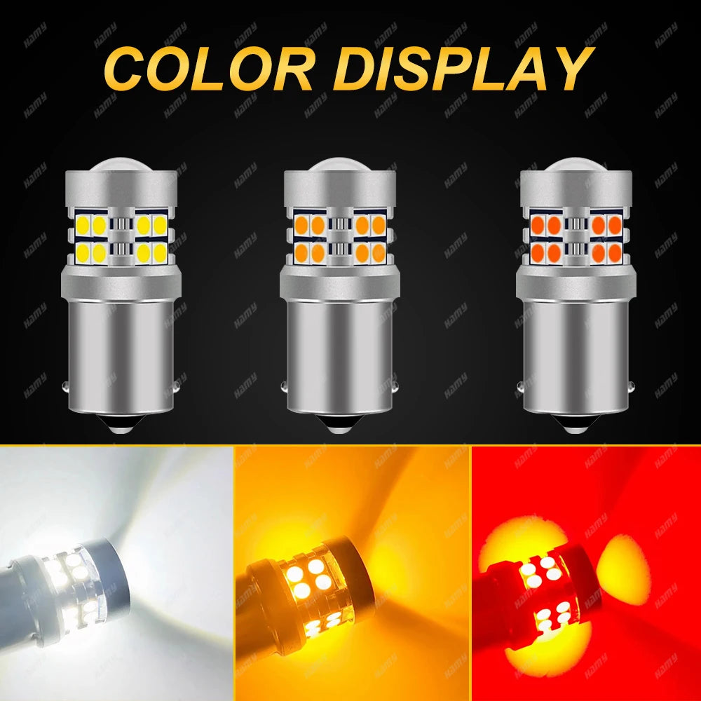 2 PCS Super Bright 1157 BAY15D 1156 BA15S LED Bulbs 12V 3030-24SMD 6500K White Car Turn Signal Tail Reverse Parking Brake Lights
