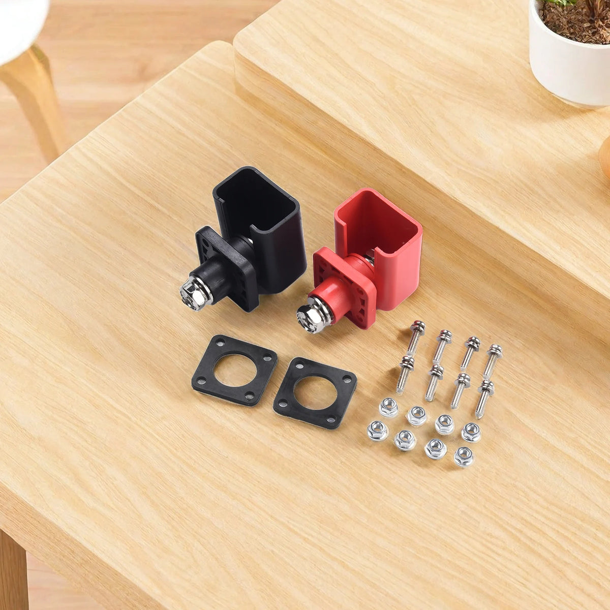 2pcs 200A Through Wall Type Lithium Battery Energy Storage Terminal High-Current Lithium Battery Copper Terminal Connectors