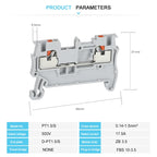 PT-1.5 Push-in Electrical Terminal Block, Din Rail Wire Connector, Spring Feed-Through Strip Cable Plug PT1.5,  1.5mm